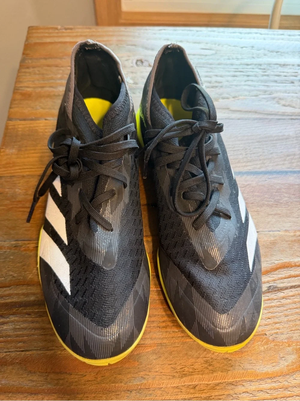 Adidas Kids Grey and Yellow Indoor Soccer Shoes